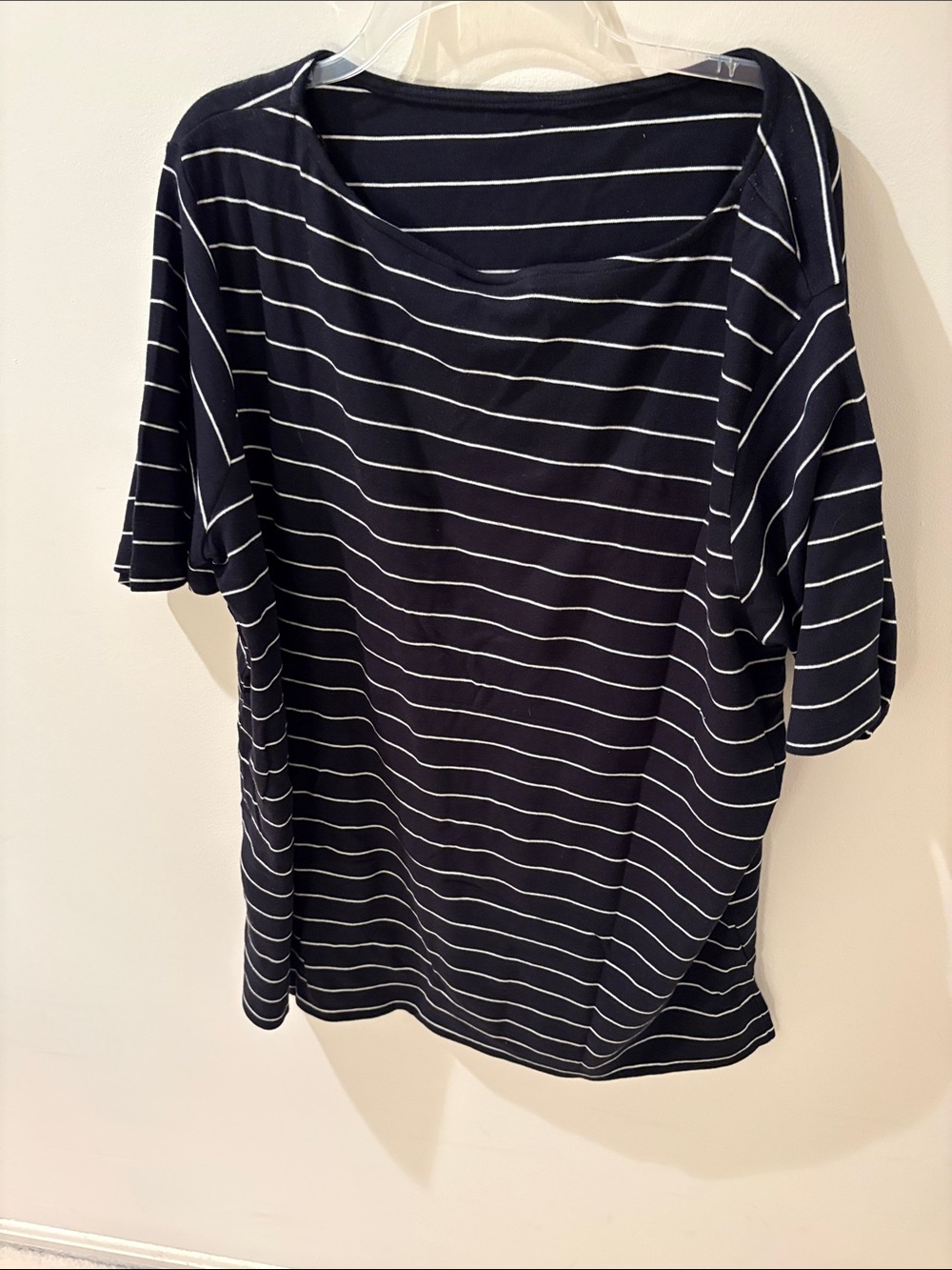 Women's Navy and White Striped Short Sleeve Tee